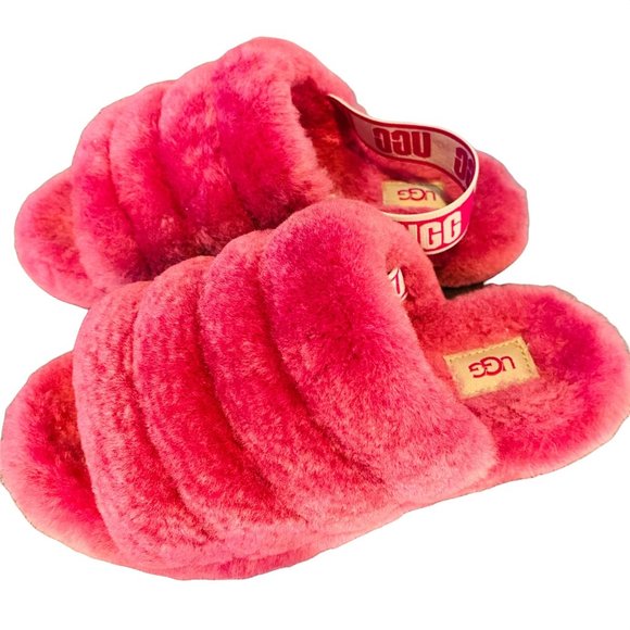 UGG Girls Fluff Yeah Slide Size 4 Pink EUC - Picture 15 of 15